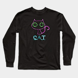 80's Neon Cat Long Sleeve T-Shirt